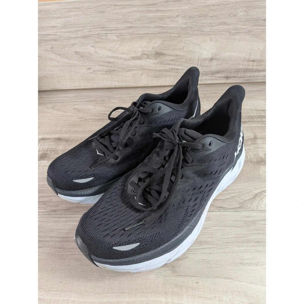 Hoka One One Clifton 8 Black White Running Shoes - 1119393-BWHT - Mens Size 9 D